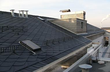 Schieferdächer des Chemiekonzern Merck in Darmstadt