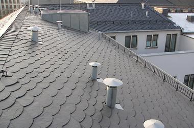 Schieferdächer des Chemiekonzern Merck in Darmstadt